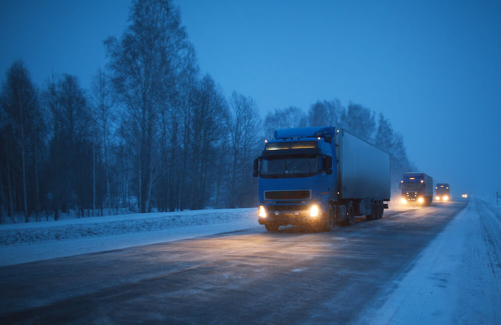 Icy Winter Roads Alberta Semi Trucks
